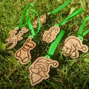 Oak Wood Christmas Ornaments (Pack of 6)