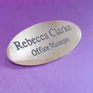Custom Oval Brass Name Badge: Engraved Solid Brass, Personalized