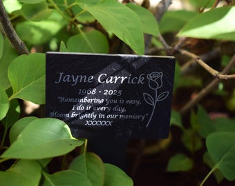 Personalised Slate Memorial Markers – Rose Design