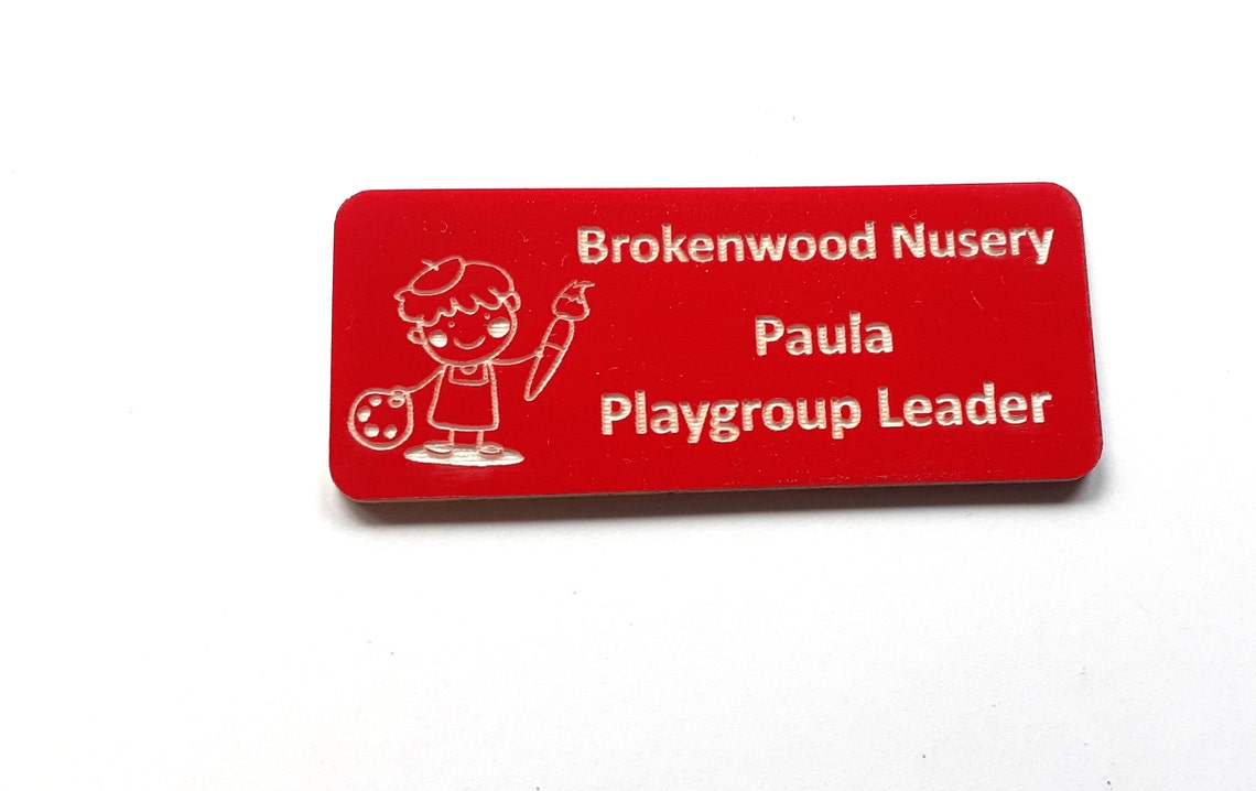 Nursery School Name Badges Personalised Laser Engraved Acrylic Etsy