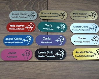 Personalised Audiologist Name Badge: Engraved Pill-Shaped Acrylic ID