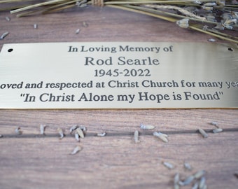 Commemorative 6" x 2" Engraved Brushed Brass Bench/Wall Plaque