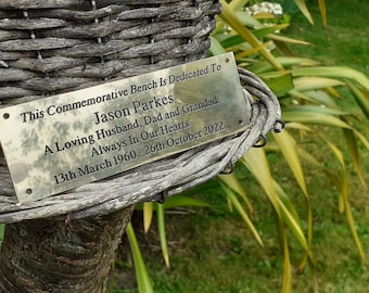 6" x 2" Custom Engraved Solid Brass Bench/Wall Memorial Plaque
