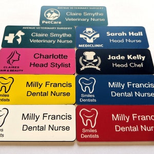 Personalised Dentist Name Badges, Elevate your professional presence with our exquisite collection of custom-engraved name badges