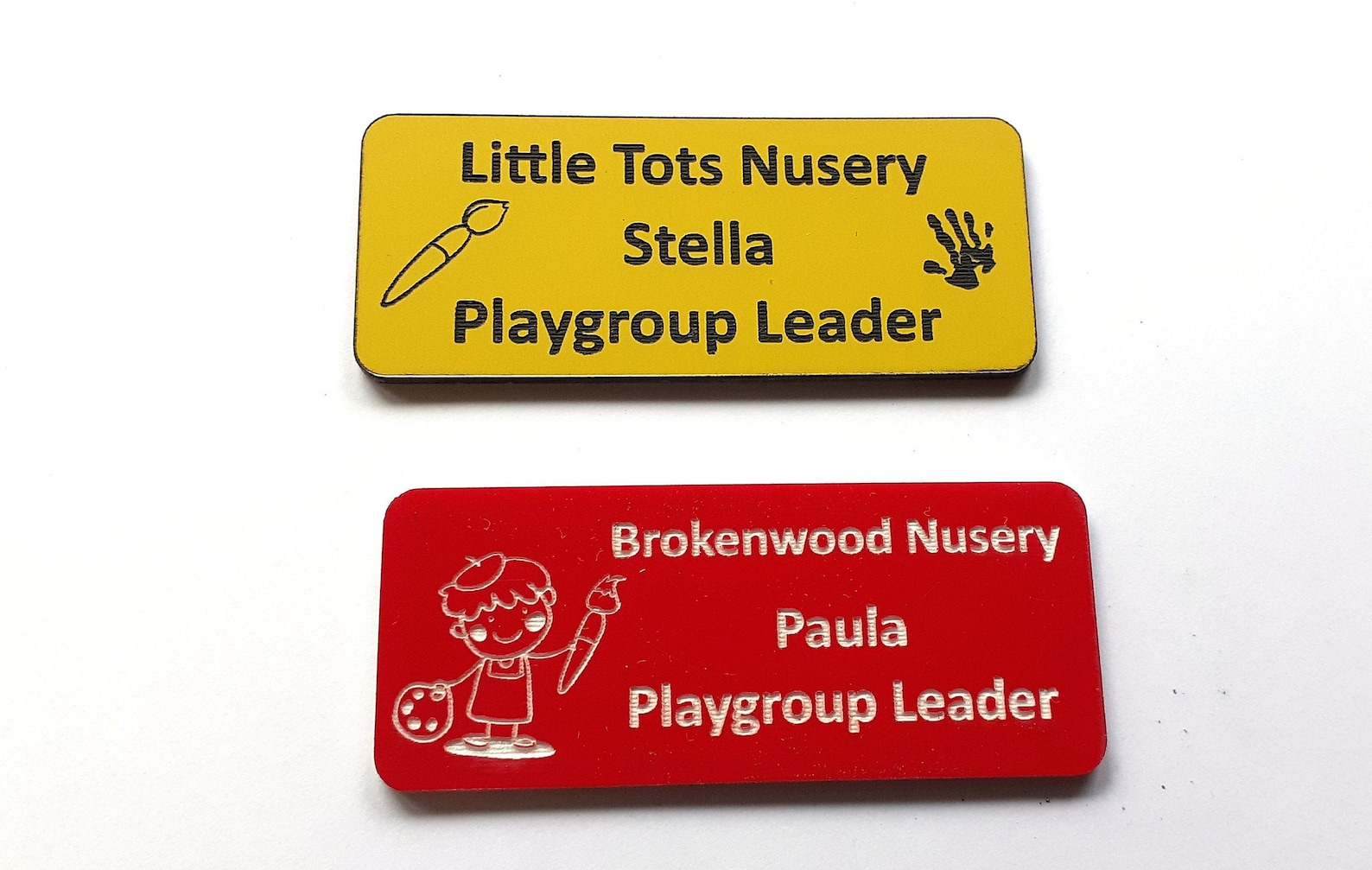 Nursery School Name Badges Personalised Laser Engraved Acrylic Etsy