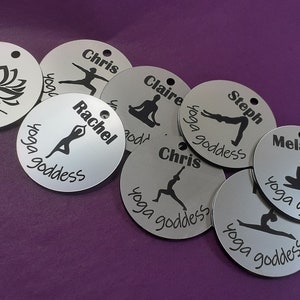Personalised Engraved Yoga Keyring, Yoga Poses Keyring with Namaste Engraving