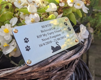 Memorial Engraved Cat Plaques 4" x 2"