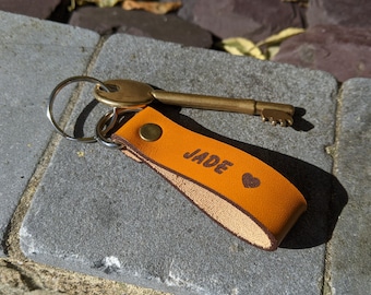 Personalised Laser Engraved Genuine Leather Keychains, Elegance key fob in a Compact 80mm x 18mm design, Handcrafted Keychains from the UK