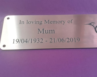 Personalised Memorial Bench Plaque - Humming Bird Engraved Copper Effect Acrylic 6x2