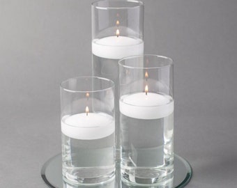 3 Clear Cylinder Vasesglass Cylinder Vaseswedding Etsy