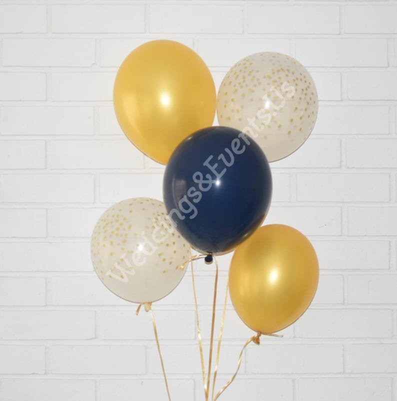 Navy Blue And Gold Latex Balloons,Birthday Decorations,Wedding Decor,Shower Decorations,Navy /& Gold Party Supplies,12 Pcs Balloon Bouquet