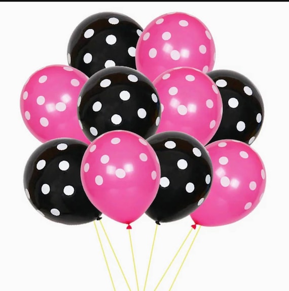 Minnie Mouse Party Decor Red White And Black Latex Balloons,Red And Black Confetti Balloons,Lady Bug Birthday Decorations Party Supplies