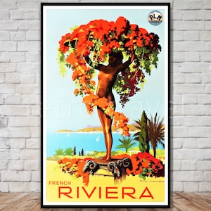 Póster de la Riviera Francesa, póster de viaje a Francia, DESCARGA INSTANTÁNEA, descarga de póster de viaje imprimible, impresión digital de viaje retro