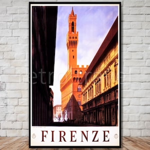 Firenze Italië reizen poster, Florence reizen poster, INSTANT DOWNLOAD, retro reizen digitale print, afdrukbare poster, Italiaanse reizen poster
