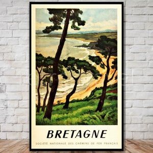 Brittany France Travel Poster (Bretaña), DESCARGA INSTANTÁNEA, impresión digital de viajes retro, póster de viaje vintage, arte de los ferrocarriles nacionales franceses