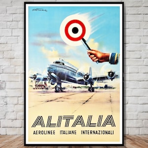 ALITALIA Poster, Italien Reise Poster, INSTANT DOWNLOAD, Flugzeug Poster, Retro Reise Digitaldruck, druckbares Poster, italienische Wandkunst