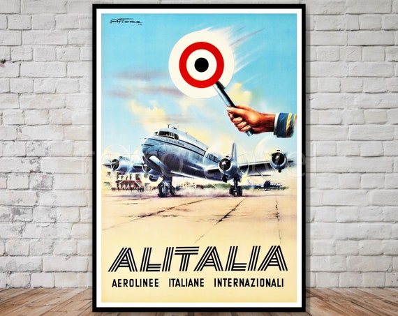 Poster ALITALIA, Poster di viaggio in Italia, DOWNLOAD IMMEDIATO