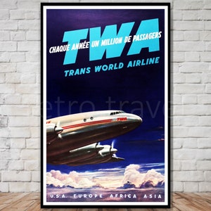 TWA Poster download, twa travel poster, INSTANT DOWNLOAD, retro travel digital print, trans world airlines, airplane poster, vintage twa