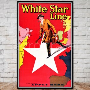 White Star Line Travel Poster, INSTANT DOWNLOAD, retro travel digital print, printable poster, vintage travel poster, vintage travel prints