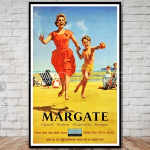 Margate England Travel Poster, British Railways Poster, INSTANT DOWNLOAD, pôster de viagens na praia, download de pôster para impressão, arte de parede de praia