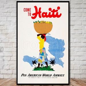 Haiti Travel Poster, DOWNLOAD ISTANTANEO, stampa digitale di viaggio retrò, poster vintage haiti, compagnie aeree panamericane del mondo, viaggi stampabili