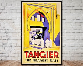 Tangier Morocco Travel Poster, Retro Digital Print (Instant Download)