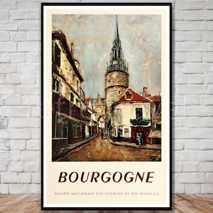 Burgundy France Travel Poster, burgundy wine country print, INSTANT DOWNLOAD, retro travel digital print, vintage france poster, 11x17 12x18
