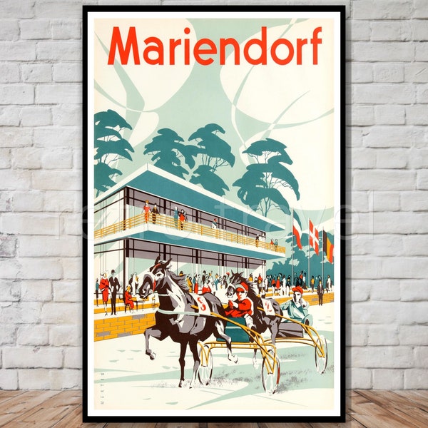 Mariendorf Allemagne Horse Racing Poster, INSTANT DOWNLOAD, affiche de voyage imprimable, téléchargement d’affiches de chevaux vintage, impression d’affiche de course de chevaux