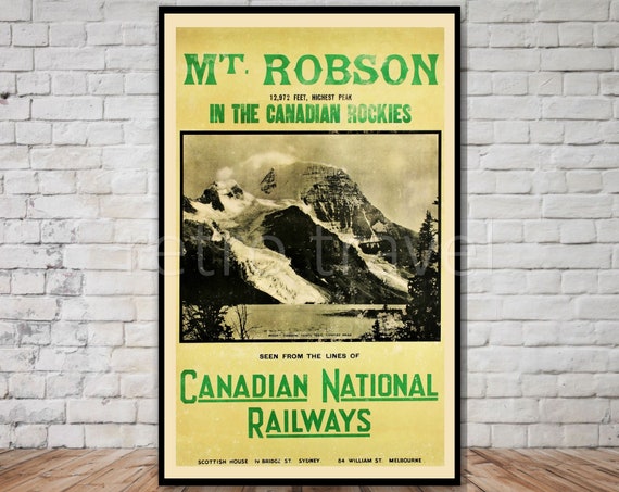 Mount Robson Canada Travel Poster, Canadian Rockies (Digital Print)