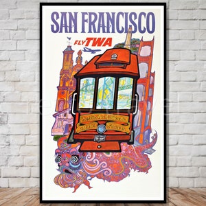San Francisco Travel Poster, san francisco cable car print, INSTANT DOWNLOAD, vintage san francisco poster download, retro travel poster