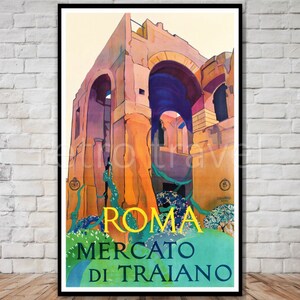 Rome Travel Poster, Mercato di Traiano, INSTANT DOWNLOAD, italian travel poster download, downloadable wall art, retro travel digital print