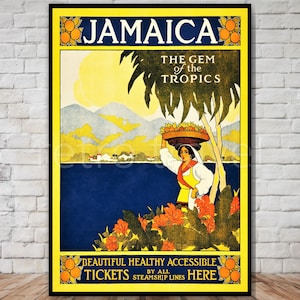 Jamaica Travel Poster, INSTANT DOWNLOAD, retro travel digital print, printable poster, vintage jamaica wall art, 11x17, 12x18, 13x19 poster