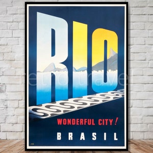 Rio De Janeiro Travel Poster, INSTANT DOWNLOAD, rio de janeiro wall art, rio de janeiro brazil, printable travel poster download