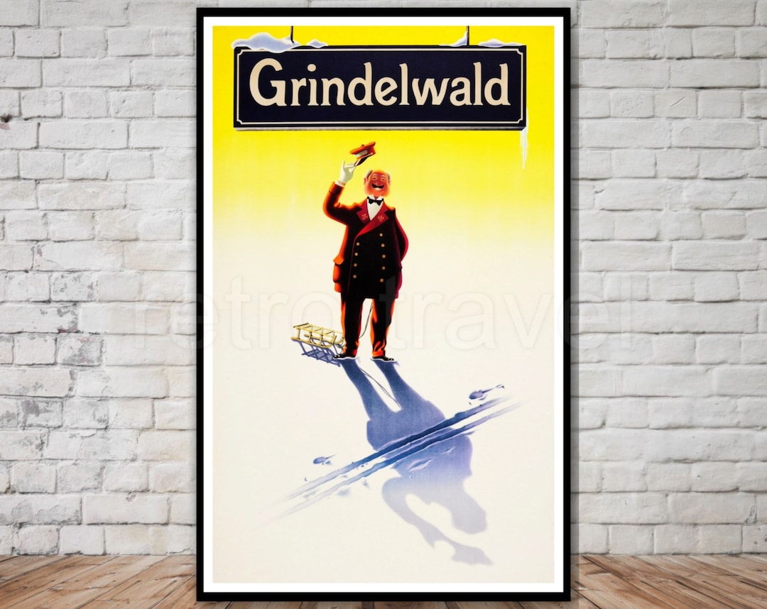 Affiche Vintage Grindelwald Wengen Mürren - Poster 50x70cm - Papier - PostersAndCo