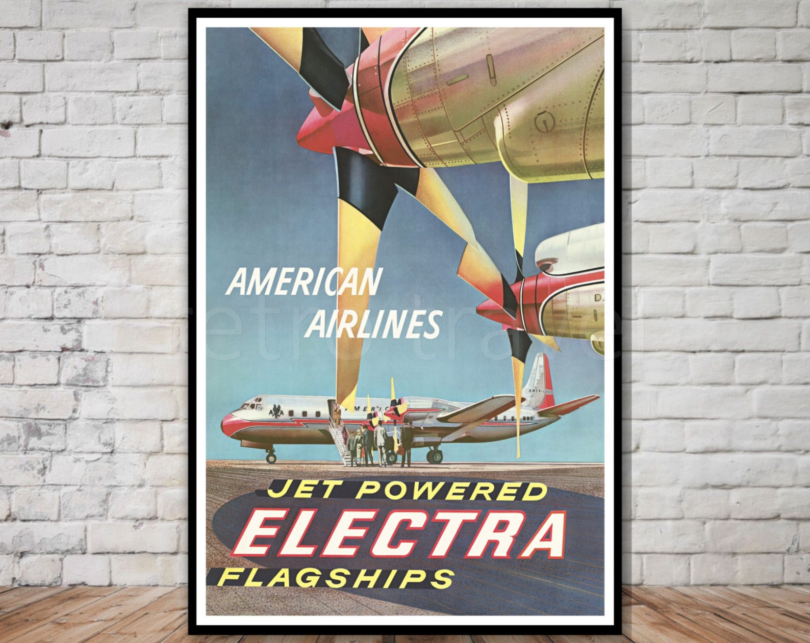 Vintage American Airlines Poster Download, Jet Powered Electra