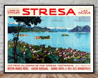 Stresa Italy Travel Poster, Lake Maggiore Travel Print, INSTANT DOWNLOAD, retro travel digital print, vintage italy poster, italian travel