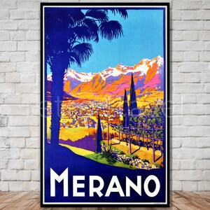 Merano Italy Travel Poster, INSTANT DOWNLOAD, vintage italy travel poster download, retro travel digital print, vintage italian wall art