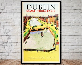 Retro Dublin Ireland Travel Poster Print (Digital Download)