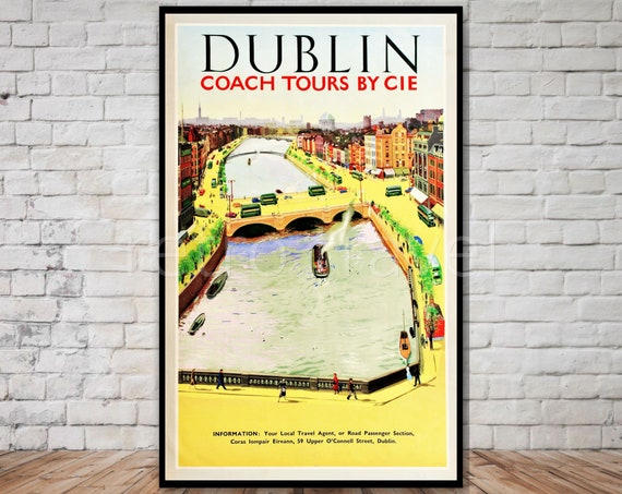 Retro Dublin Ireland Travel Poster Print (Digital Download)