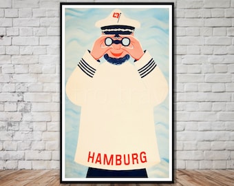 Hamburg Germany Travel Poster, INSTANT DOWNLOAD, retro travel digital print, printable poster, sailor poster, 10x16, 11x17, 12x18