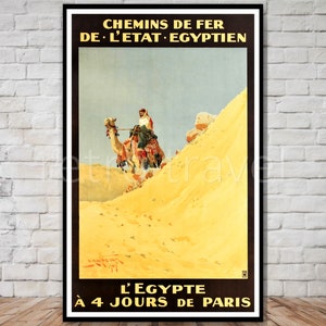 Egypt Travel Poster, 4 Days from Paris, INSTANT DOWNLOAD, retro travel digital print, printable poster, wall art, 10x16, 11x17, 12x18