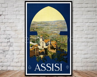 Affiche De Voyage Vintage Assise Italie : Impression D'art