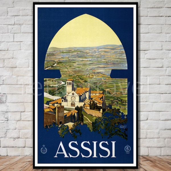 Assisi Italy Travel Poster, INSTANT DOWNLOAD, retro travel digital print, italian travel poster download, italy wall art, 11x17, 12x18