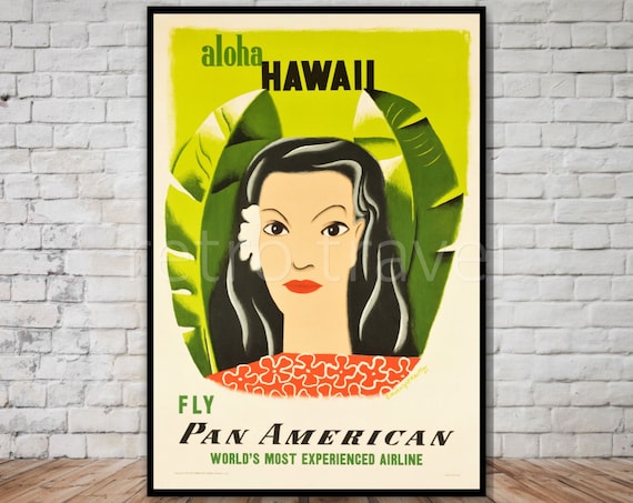 PAN AM HAWAII Al Moore ハワイ フラガール ヴィンテージ航空旅行