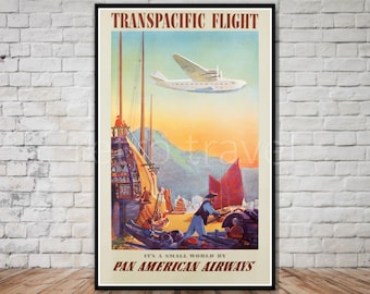 パンナムハワイ - ヴィンテージ旅行ポスタープリント - Etsy 日本