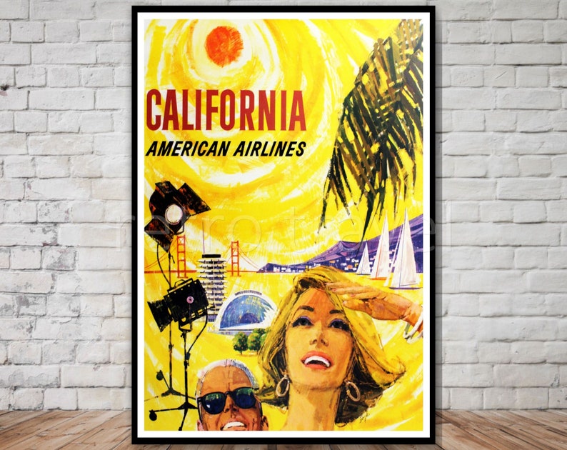 INSTANT DOWNLOAD vintage california American Airlines poster California Travel Poster american airlines vintage american airlines print