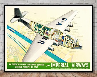 Imperial Airways Flugzeug Poster, Retro Reise Druck (Digitaler Download)