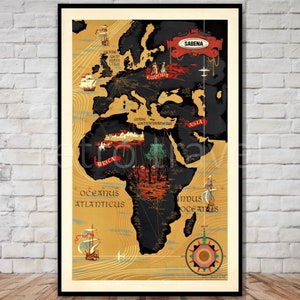 Sabena Airline Travel Route Map Poster, INSTANT DOWNLOAD, vintage africa map, europe map, asia map, retro travel digital print, 11x17. 12x18