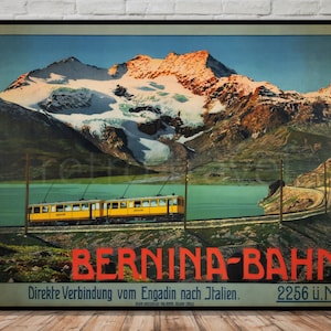 Bernina Bahn German Railway Travel Poster, INSTANT DOWNLOAD, bernina travel poster, printable poster download, 16x12, 14x11