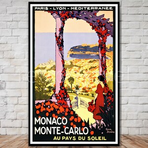 Monaco Travel Poster, INSTANT DOWNLOAD, retro reizen digitale print, afdrukbare poster, monaco monte carlo kunst aan de muur, 11x17, 12x18 poster